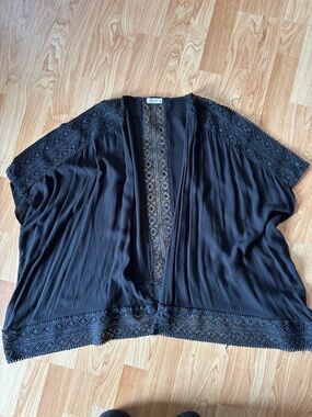 Ardene Black Crochet Trim Open Cardigan
